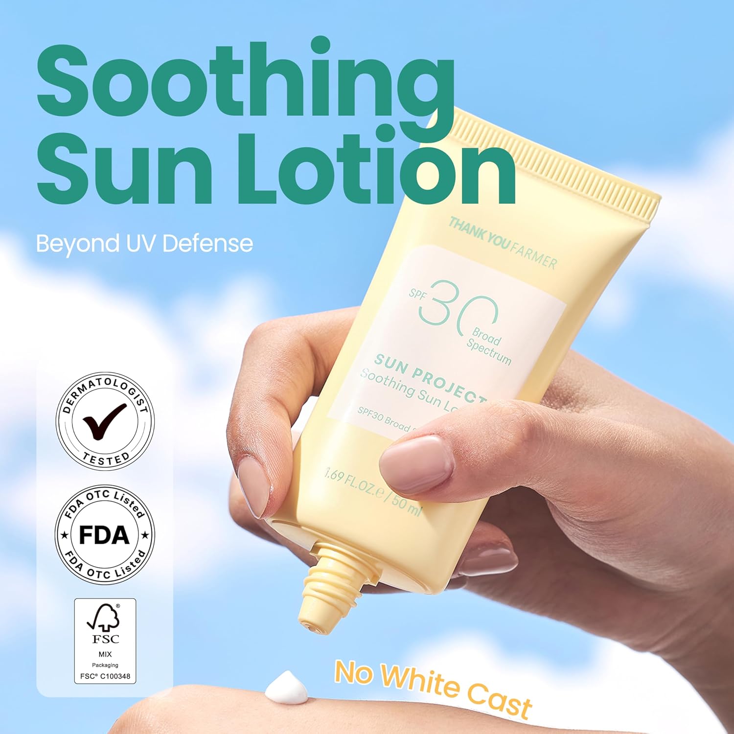 Sun Project Soothing Sun Lotion SPF 30 - Korean Sunscreen with Centella Asiatica