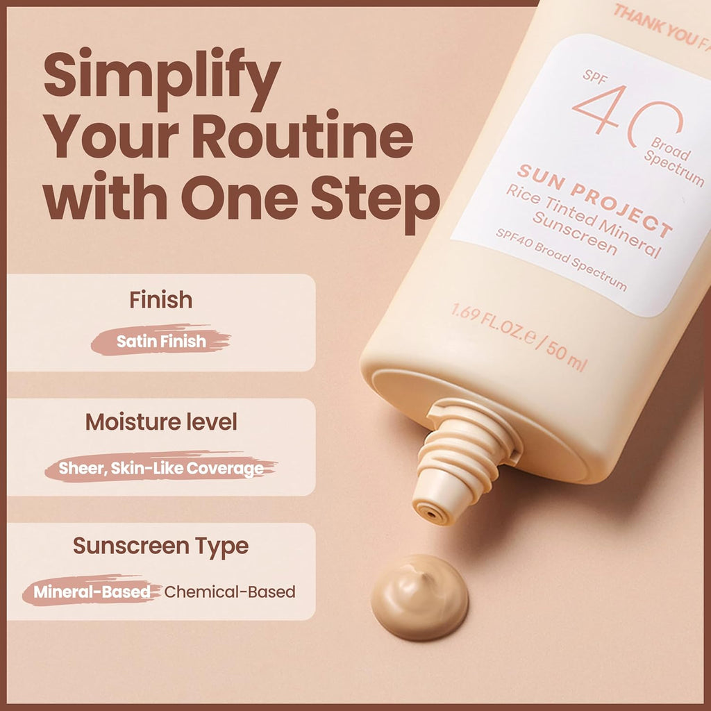 Sun Project Rice Tinted Mineral Sunscreen SPF40 Broad Spectrum