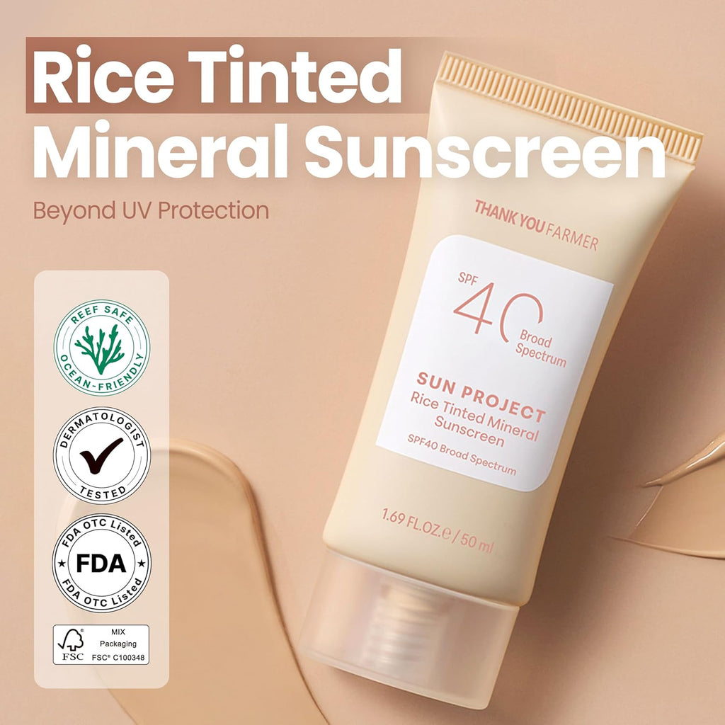 Sun Project Rice Tinted Mineral Sunscreen SPF40 Broad Spectrum