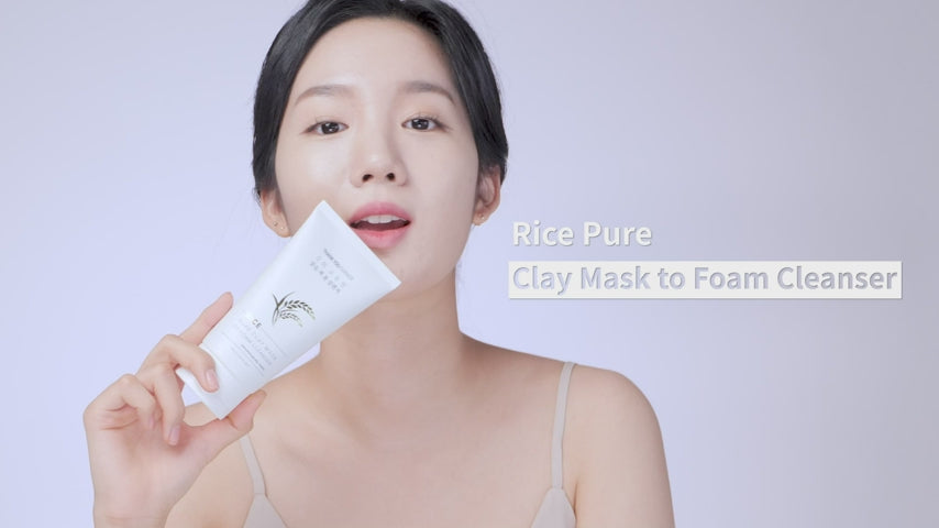 Rice Pure 2-IN-1 Korean Clay Mask to Foam Cleanser